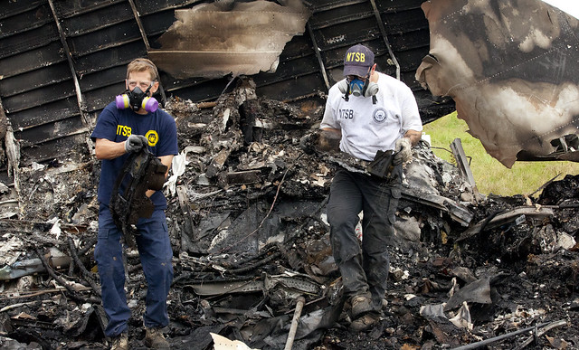 NTSB investigators remove the recorders from UPS 1354