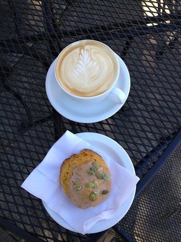 Evidence - Harvest Moon (chai latte) and scone at Blend