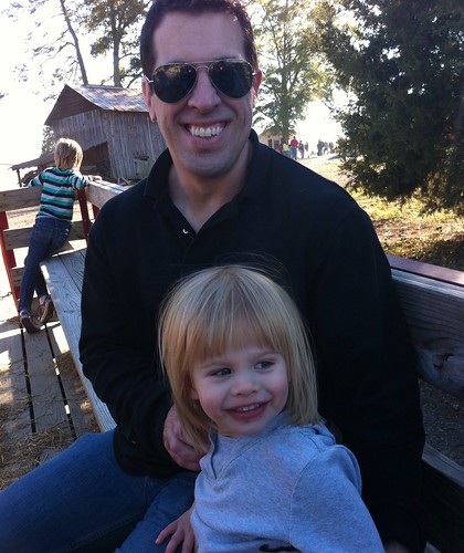 Lucy & my brother on a hayride.