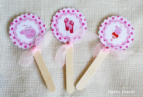 Toppers Kit imprimible Peppa Pig Bailarina Merbo Events
