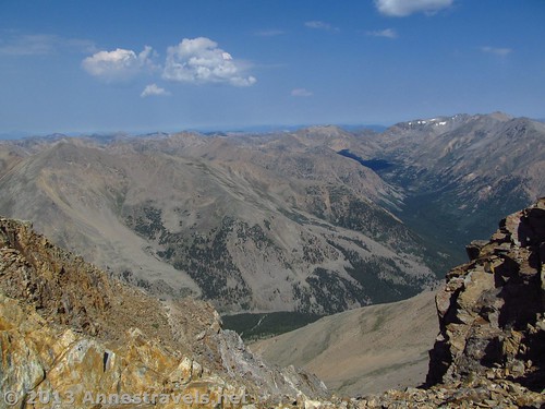 View from the saddle just below the peak of Mount Elbert, San Isabel National Forest, Colorado