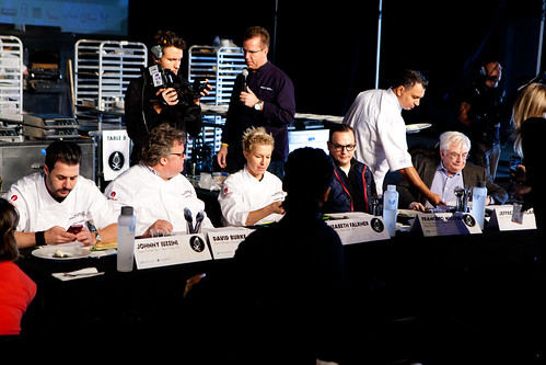 Pastry Competition judging panel: Chefs Johnny Iuzzini, David Burke, Elizabeth Faulkner, Francisco Migoya, Jeffrey Steingarten