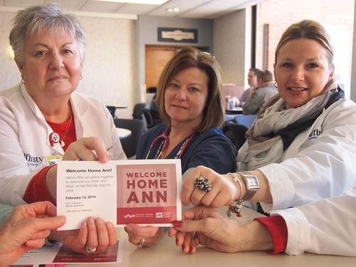 Affinity nurses welcome back fellow RN Ann Wayt.