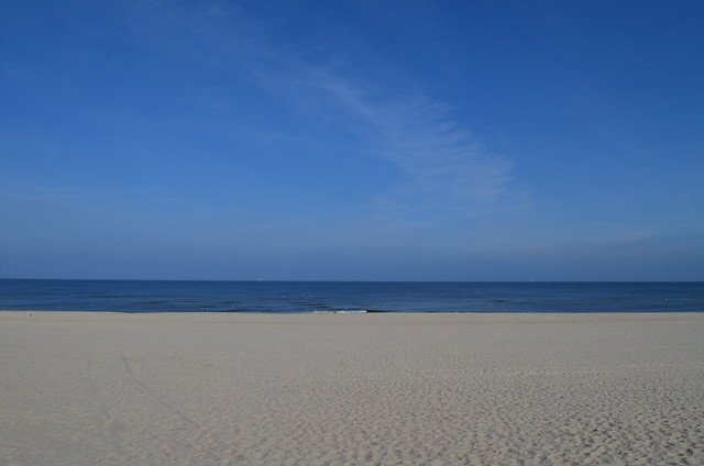 Ahlbeck beach Germany_sand sea and blue sky