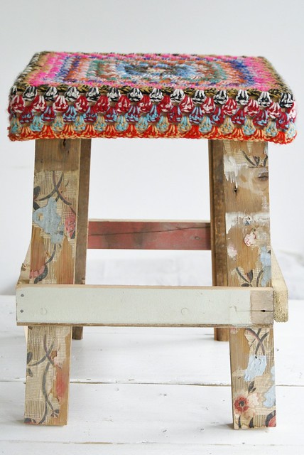 wood & wool 'fashion' stool