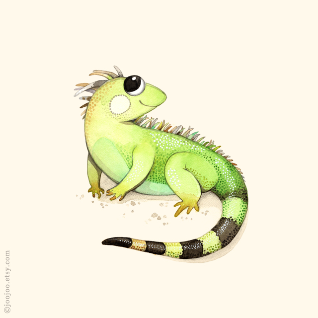 Iguana watercolor painting