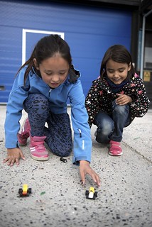 Girls playing with blocks