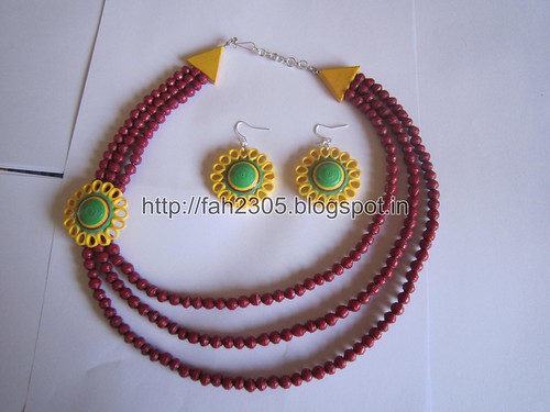 Paper Beads and Quilling Brooch Necklace & Studs (FAH01225) (1) by fah2305