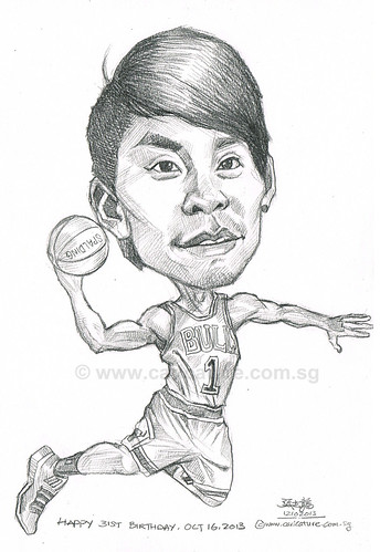 basketballer caricature in pencil