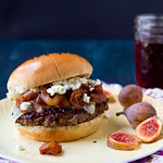 Burgers with Figs, Caramelized Onions, and Goat Cheese