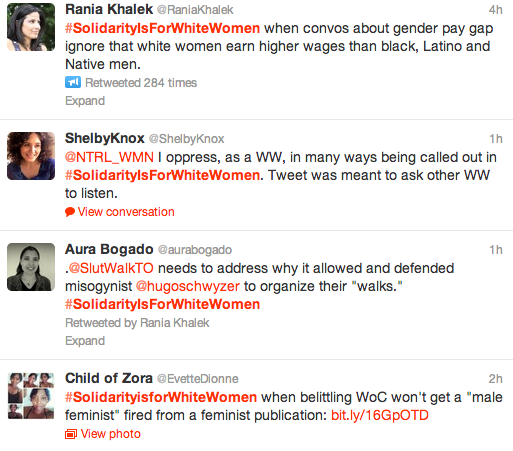 tweets from the #solidarityisforwhitewomen feed