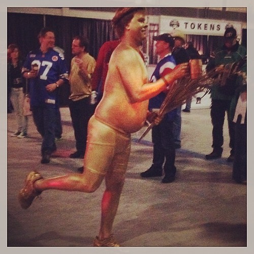 Golden boy at Grey Cup. Some people's children.