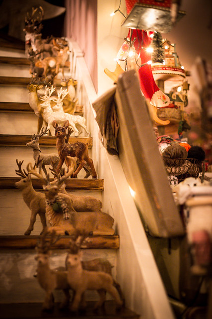 Christmas Deer Herd on the Stairs