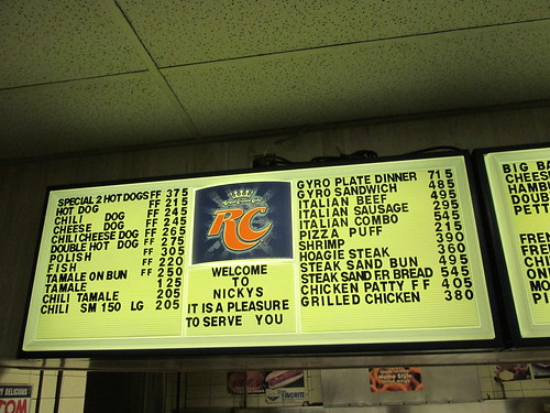 One of the lighted interior menus at Nicky's Gyros on South Archer Avenue.  Chicago Illinois.  Tuesday night, February 25th, 2014. by Eddie from Chicago