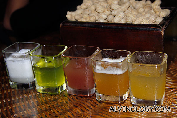 Series of five drinks 