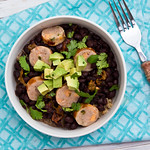 Crockpot Black Beans with Hatch Chiles, Chicken Sausage, and Quinoa