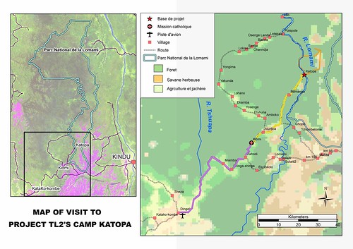 Map of the visit to the future Lomami National Park
