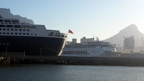QM2 and MSC Sinfonia - Cape Town Harbour 27th January 2014 by chrisLgodden
