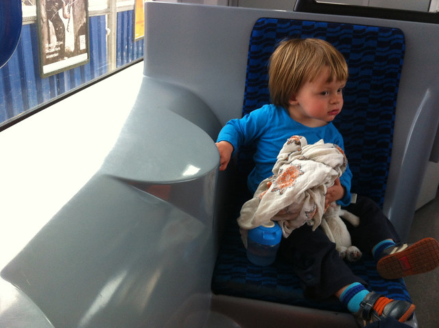 taking the tram in amsterdam