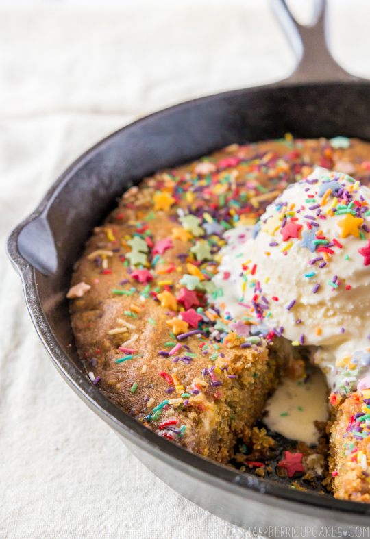 Funfetti Skillet Cookie with White Chocolate Chips