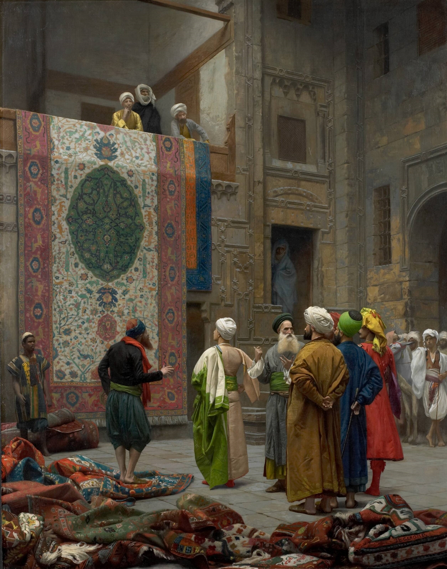 El mercader de alfombras. Jean-Léon Gérôme. Óleo sobre lienzo, 1887
