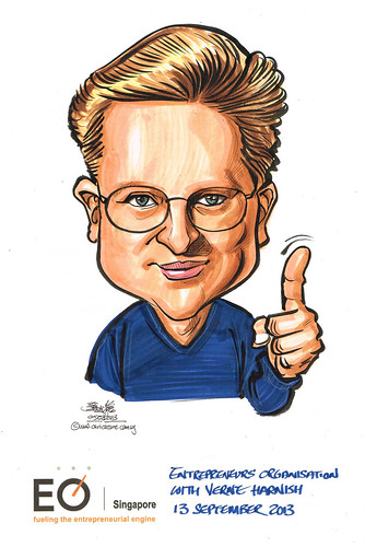 Verne Harnish caricature for EO Singapore
