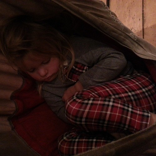Peanut girl of mine. Toddler days of busy play while big siblings are doing #homeschool co-op classes are hard on her. Glad she settled into her little nest and found peace.