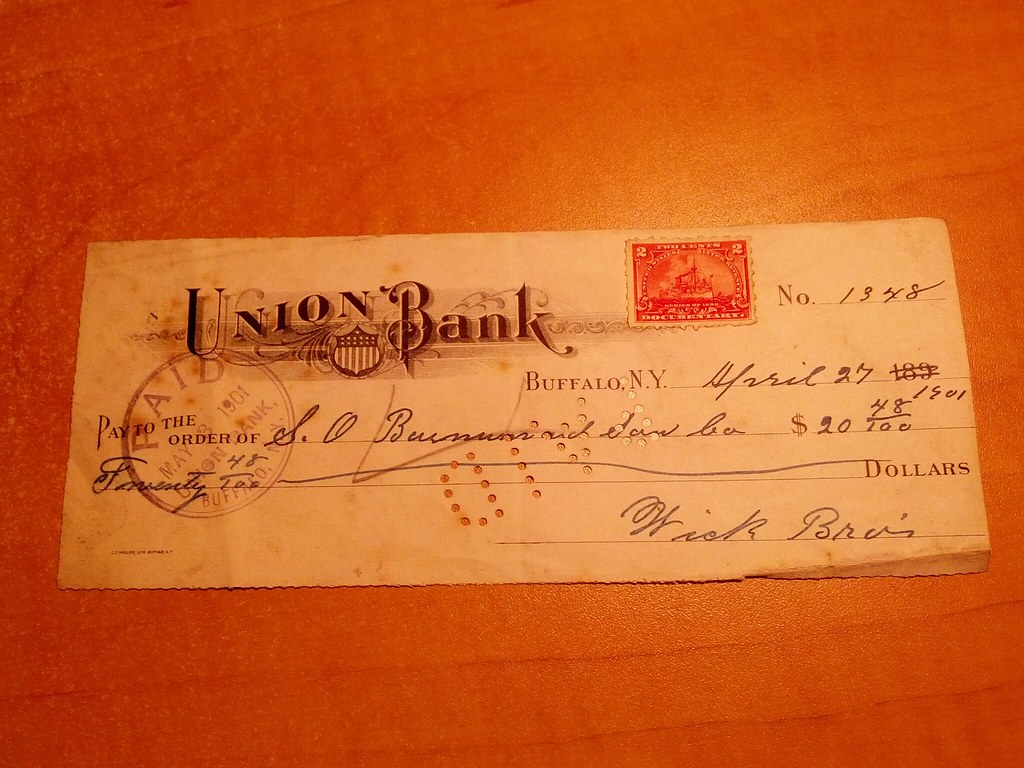 1901 Vintage Bank Check Buffalo