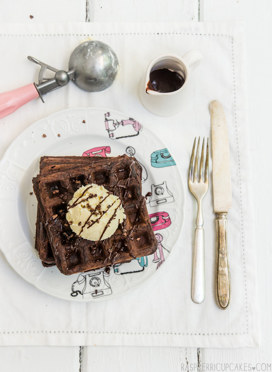 Chocolate Buttermilk Waffles with Fresh Mint Ice Cream