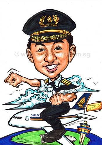 captain caricature for Singapore Airlines