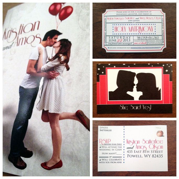 wedding, invitations, movie ticket, postcard, never fully dressed, without a style, 