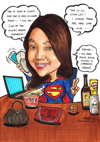 Superwoman caricature multitasking