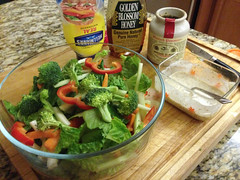Green salad and honey mustard dressing