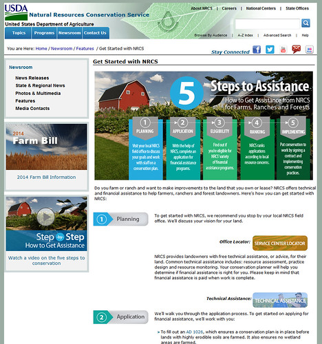 The Get Started page is a new addition to the NRCS website, and it provides the steps to assistance.
