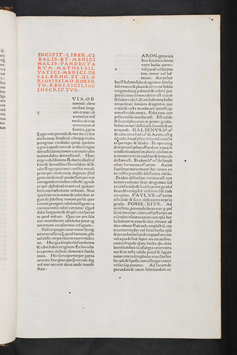 Incipit printed in red in Silvaticus, Matthaeus: Liber pandectarum medicinae