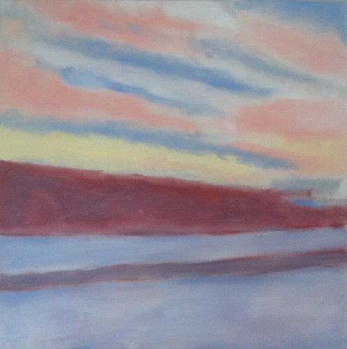 Winter Drive at Sunset (Oil Bar Painting as of June 10, 2013) by randubnick