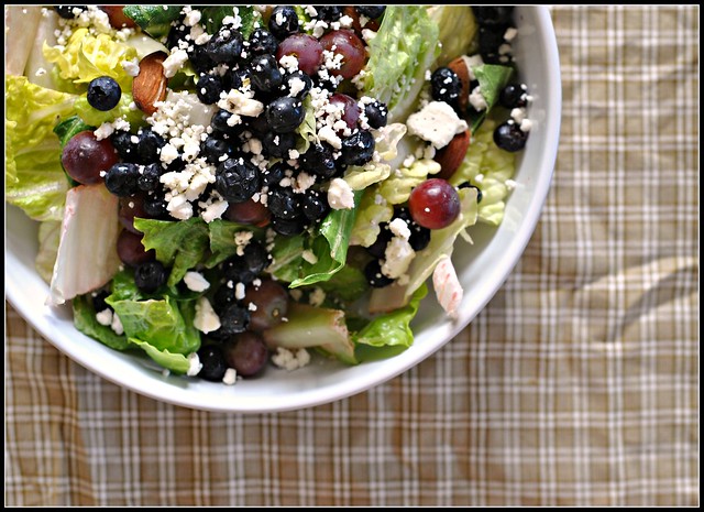 Salad with Blueberries, Grapes, and Almond Honey Mustard Dressing 3