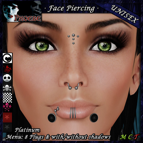 *P* Unisex Face Piercings Z3 ~Platinum~ 8 Plugs