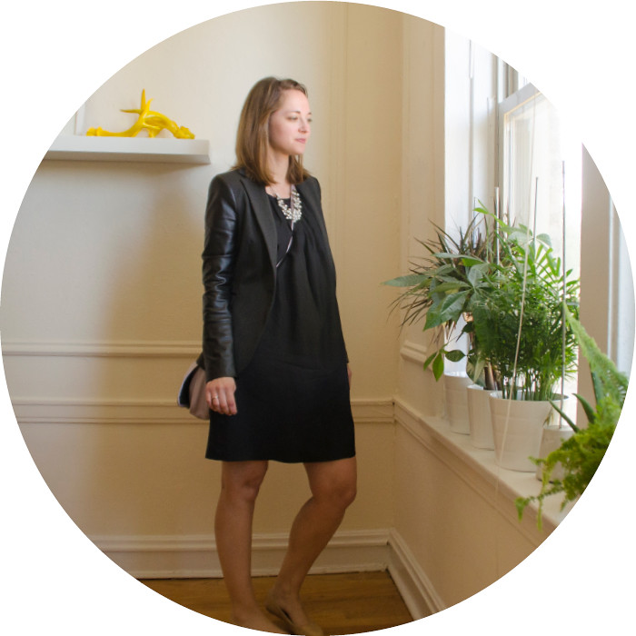 black outfit with nude flats, leather-sleeved zara jacket, zara mixed materials jacket, black silk sack dress, wayf silk dress, work outfits, how to wear black