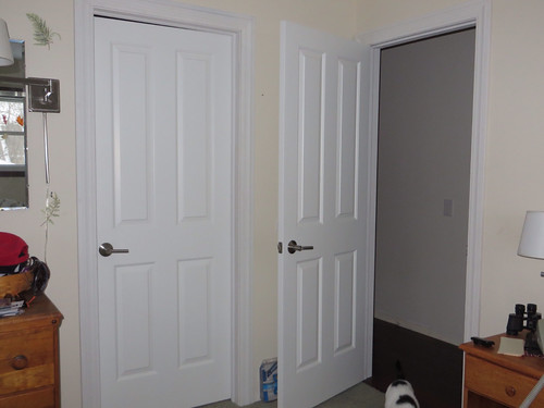 New doors and trim w/ drab beige walls