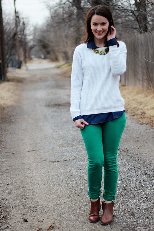 Outfit: Green Pants, White Sweater, Olympic Dreams | The Cream to ...