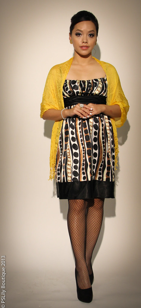 Polka dot dress, yellow scarf, black heels, instagram-pslilyboutique, los angeles-fashion-blogger-LA-fashion-blog