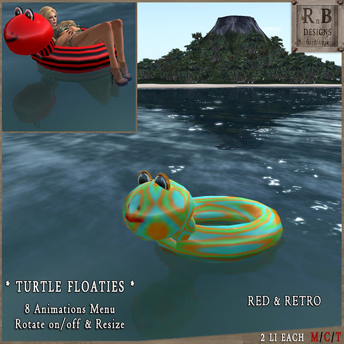 RnB Turtle Floaties - 8 Animations & Rotation - Red & Retro (np)