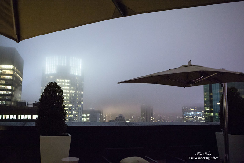 Foggy and midnight view at the third floor terrace of Jewel Suite