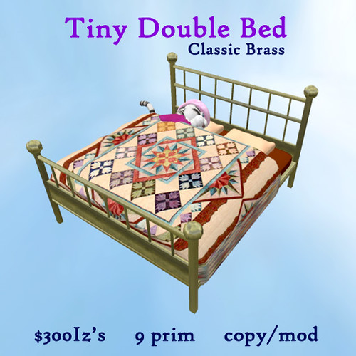 Tiny Double Bed - brass by Teal Freenote