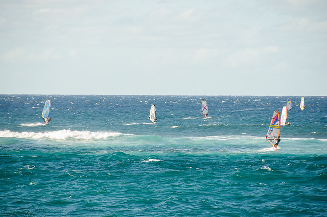 Windsurfers on the North Shore of Maui