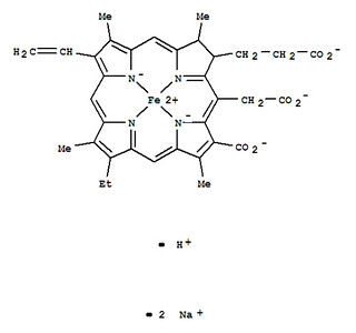 鐵葉綠素納iron cholorophyllin結構式。圖片來源：邱品齊