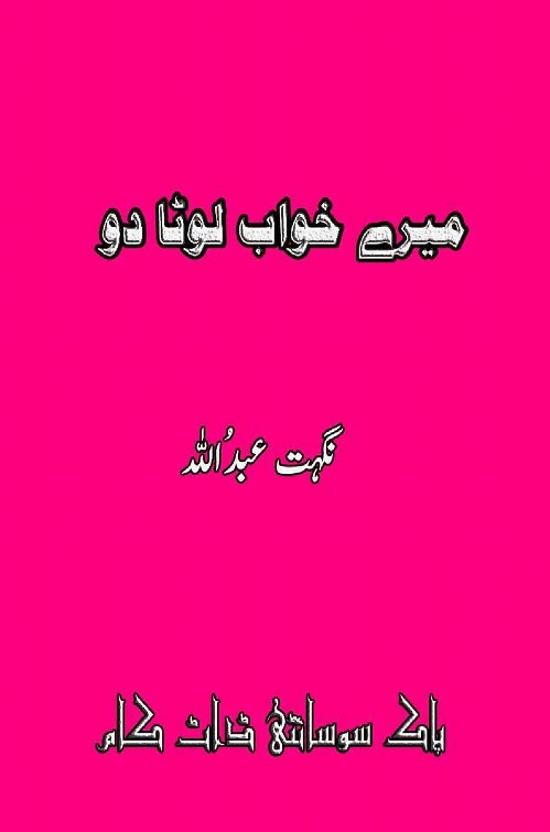 Mera Khawab Lota Do is a very well written complex script novel which depicts normal emotions and behaviour of human like love hate greed power and fear, writen by Nighat Abdullah , Nighat Abdullah is a very famous and popular specialy among female readers