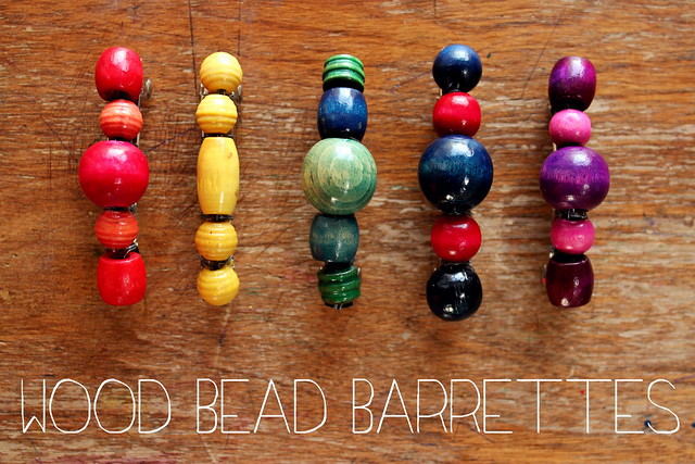 wood bead barrettes