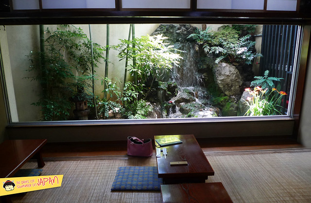 SASANOYUKI - tofu restaurant - tatami with view of koi pond